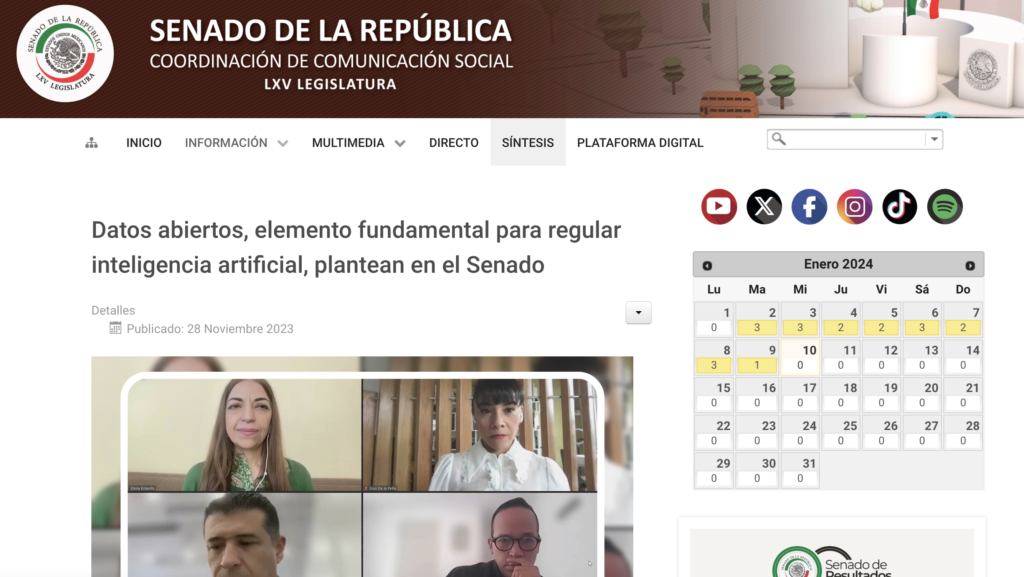 Senado de la República Datos abiertos elemento fundamental para